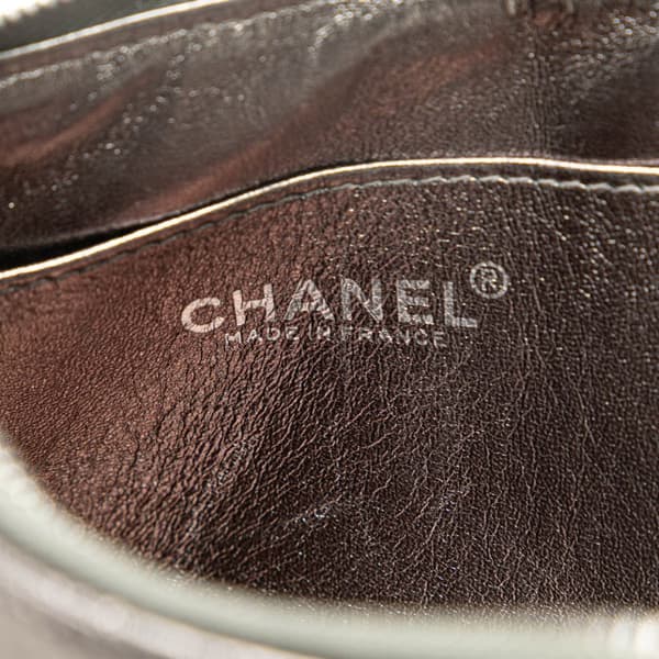 Pre-owned Chanel Chocolate Bar Lambskin Handcuff Wristlet Silver