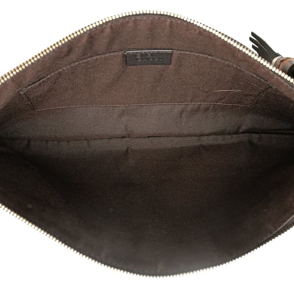 Pre-owned Gucci Calfskin Bamboo Tassel Clutch Black