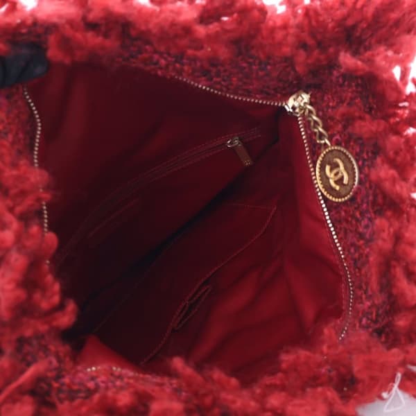 Pre-owned Chanel Tweed Fringe Paris Cosmopolite Clutch Red