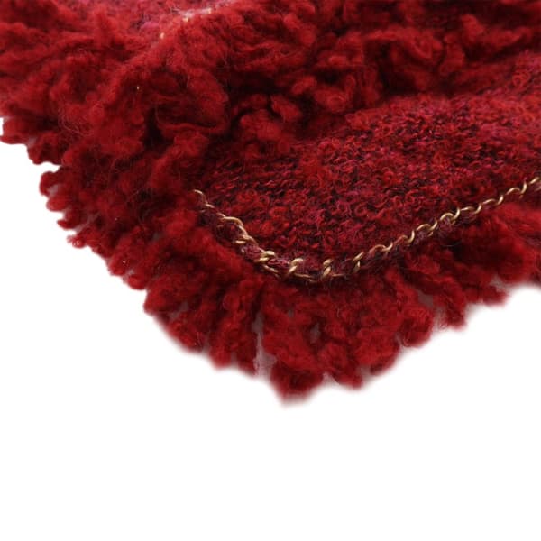 Pre-owned Chanel Tweed Fringe Paris Cosmopolite Clutch Red