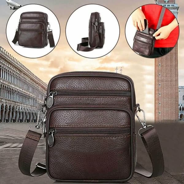 Stilren och Hållbar Crossbody Väska i Äkta Läder - Perfekt för Vardag och Resa