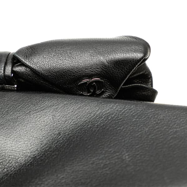 Pre-owned Chanel Lambskin Bow Long Clutch Black