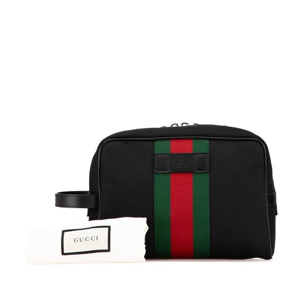 Pre-owned Gucci Techno Web Canvas Clutch Black