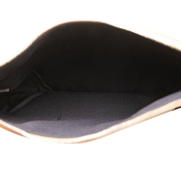 Pre-owned Fendi Zucca Leather and Raffia Triplette Clutch Brown