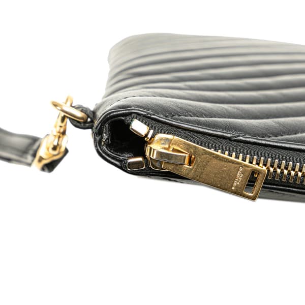 Pre-owned Saint Laurent Chevron Monogram Document Holder Black