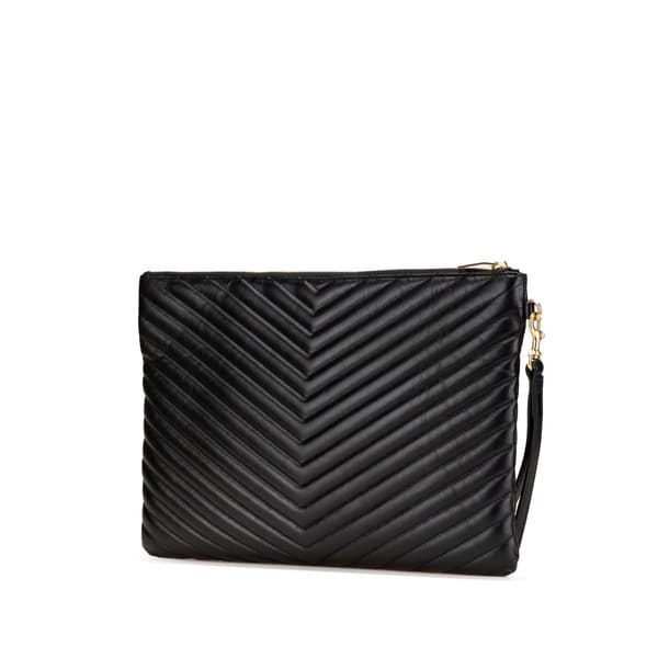 Pre-owned Saint Laurent Chevron Monogram Document Holder Black