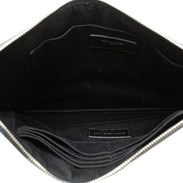 Pre-owned Saint Laurent Grain De Poudre Zip Clutch Blue