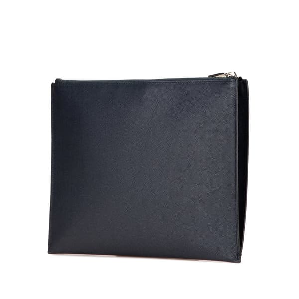 Pre-owned Saint Laurent Grain De Poudre Zip Clutch Blue