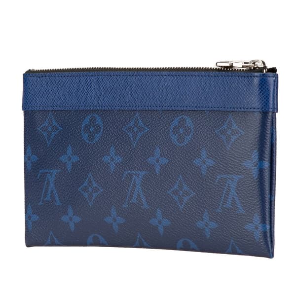 Pre-owned Louis Vuitton Monogram Taigarama Pochette Discovery PM Blue