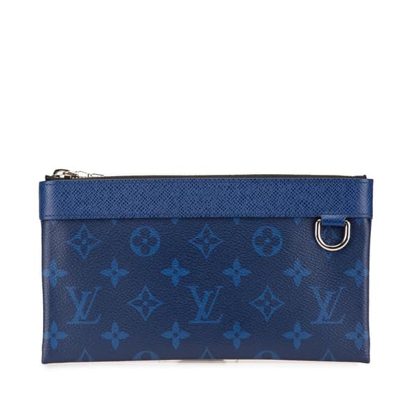 Pre-owned Louis Vuitton Monogram Taigarama Pochette Discovery PM Blue