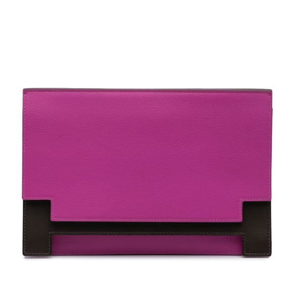 Pre-owned Hermès Evercolor Evergrain Multiplis Clutch Pink