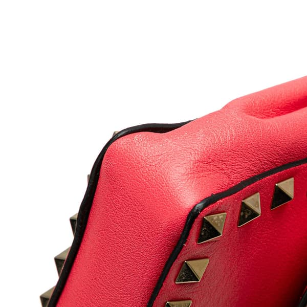 Pre-owned Valentino Nappa Rockstud Bangle Clutch Pink