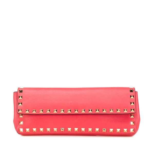 Pre-owned Valentino Nappa Rockstud Bangle Clutch Pink