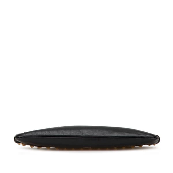 Pre-owned Valentino Leather Rockstud Wristlet Clutch Black