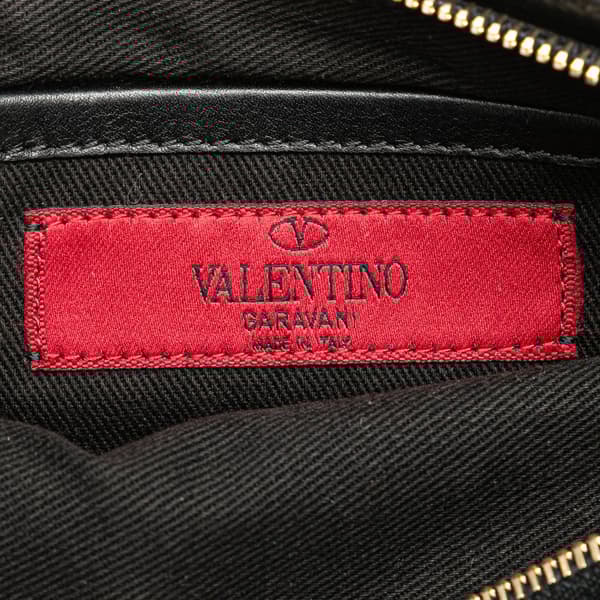 Pre-owned Valentino Leather Rockstud Wristlet Clutch Black