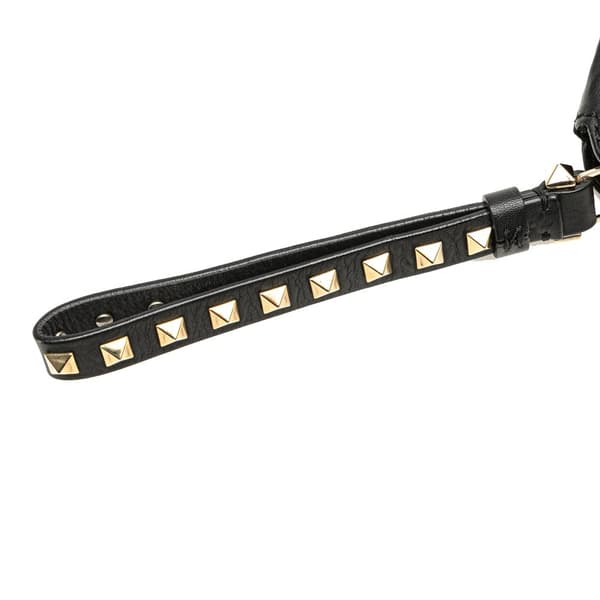 Pre-owned Valentino Leather Rockstud Wristlet Clutch Black