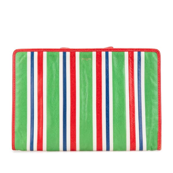Pre-owned Balenciaga Lambskin Bazar Clutch Green