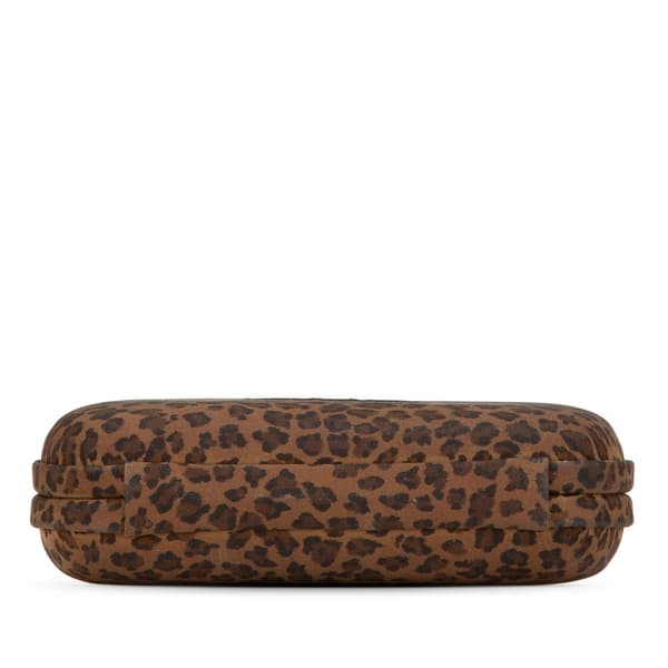 Pre-owned Bottega Veneta Nylon Leopard Print Box Clutch Brown