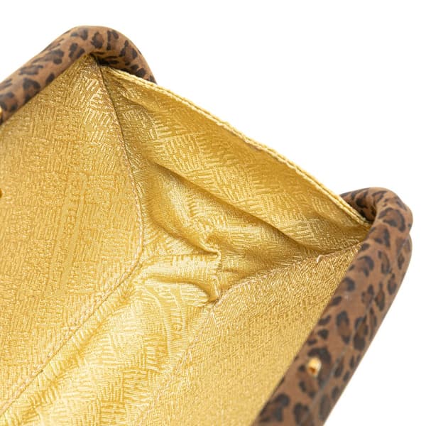 Pre-owned Bottega Veneta Nylon Leopard Print Box Clutch Brown