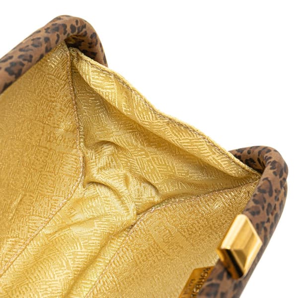 Pre-owned Bottega Veneta Nylon Leopard Print Box Clutch Brown