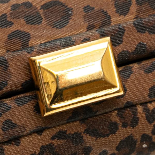 Pre-owned Bottega Veneta Nylon Leopard Print Box Clutch Brown
