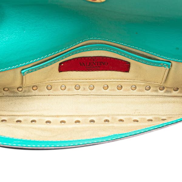 Pre-owned Valentino Nappa Rockstud Bangle Clutch Blue