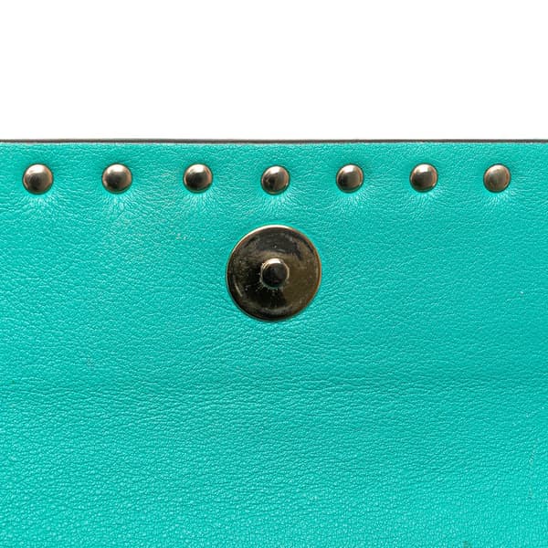 Pre-owned Valentino Nappa Rockstud Bangle Clutch Blue