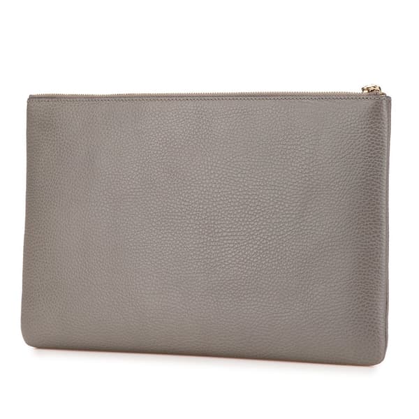 Pre-owned Gucci Calfskin Bamboo Tassel Clutch Gray