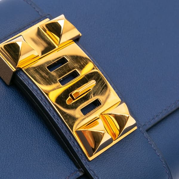 Pre-owned Hermès Chevre Mysore Medor Clutch 23 Blue