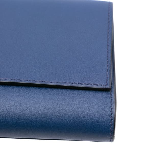 Pre-owned Hermès Chevre Mysore Medor Clutch 23 Blue