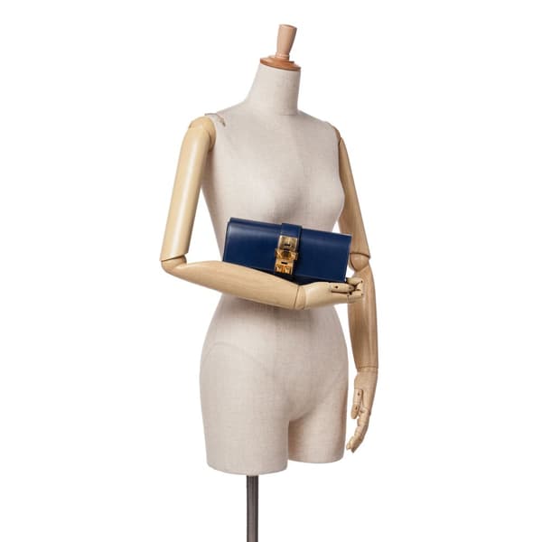Pre-owned Hermès Tadelakt Medor Clutch 23 Blue