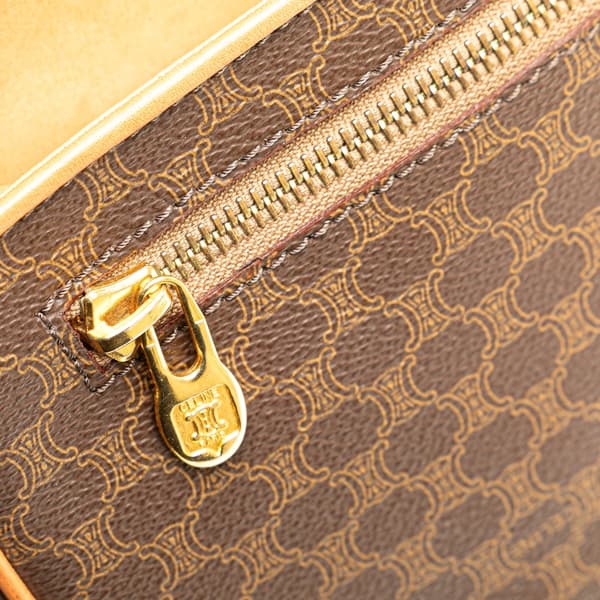 Pre-owned Celine Macadam Coated Canvas Clutch Brown