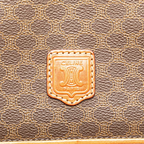 Pre-owned Celine Macadam Coated Canvas Clutch Brown