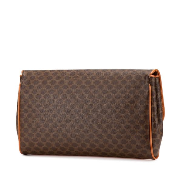 Pre-owned Celine Macadam Coated Canvas Clutch Brown