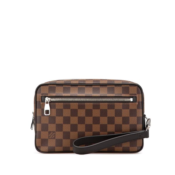 Pre-owned Louis Vuitton Damier Ebene Kasai Clutch Brown