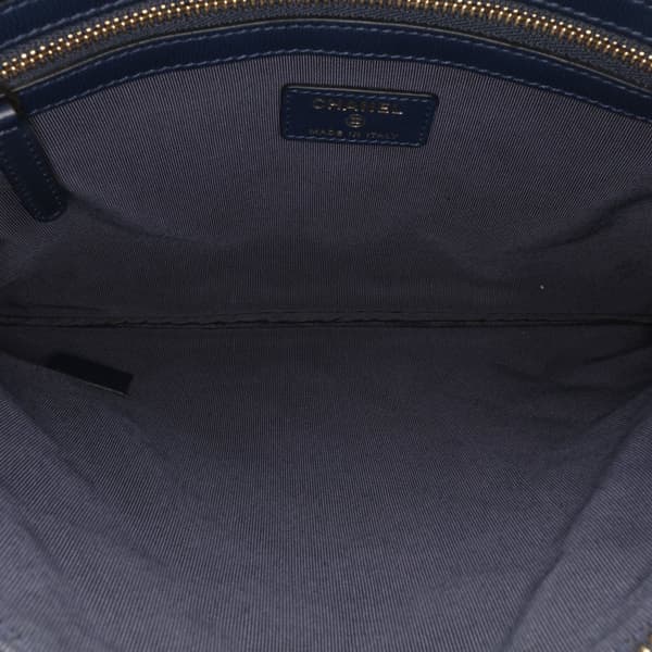Pre-owned Chanel Medium Quilted Lambskin O Case Clutch Blue