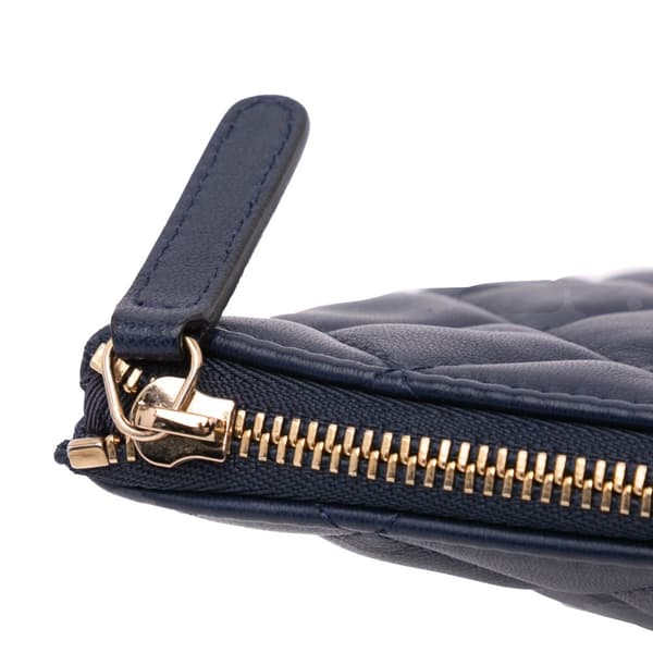 Pre-owned Chanel Medium Quilted Lambskin O Case Clutch Blue