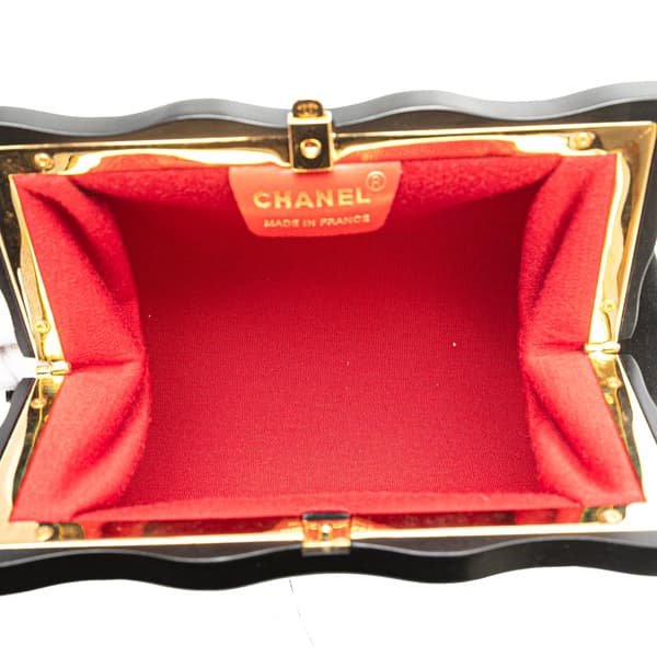 Pre-owned Chanel CC Quilted Suede Kiss Lock Clutch Black
