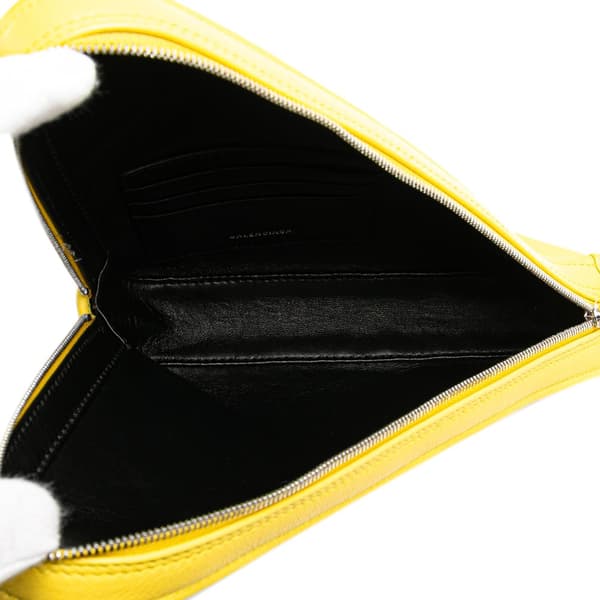 Pre-owned Balenciaga Leather Triangle Clutch M Yellow