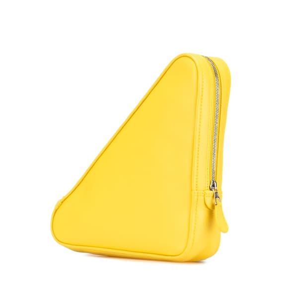Pre-owned Balenciaga Leather Triangle Clutch M Yellow