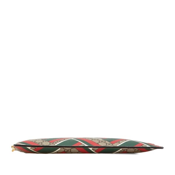 Pre-owned Gucci GG Supreme Chevron Clutch Brown