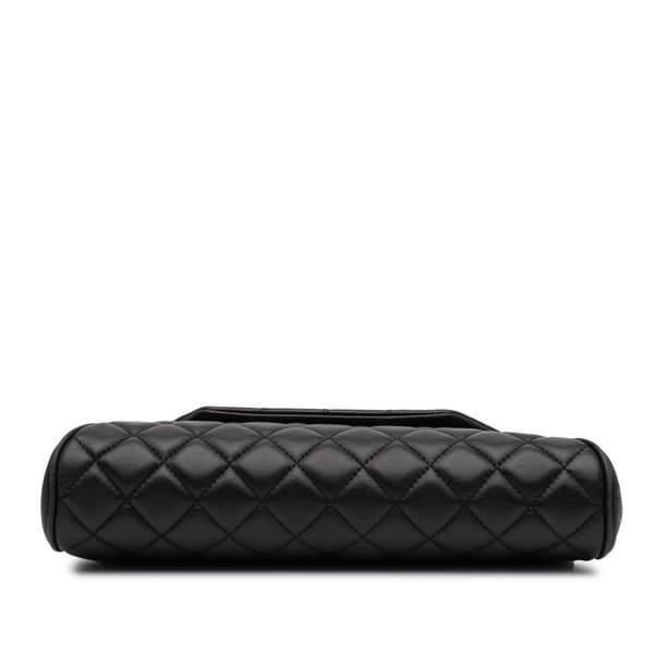 Pre-owned Chanel Quilted Lambskin Fold Up Again Clutch Black