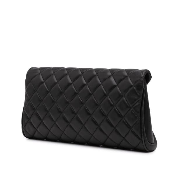 Pre-owned Chanel Quilted Lambskin Fold Up Again Clutch Black