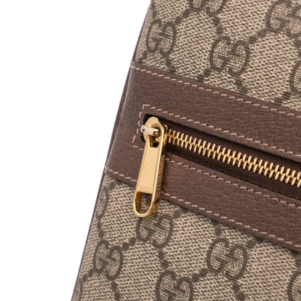 Pre-owned Gucci Large GG Supreme Ophidia Web Clutch Brown
