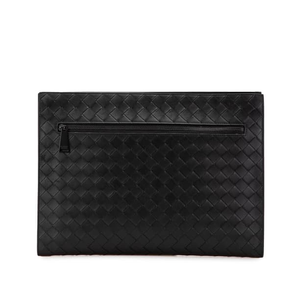 Pre-owned Bottega Veneta Medium Calfskin Intrecciato Document Case Black