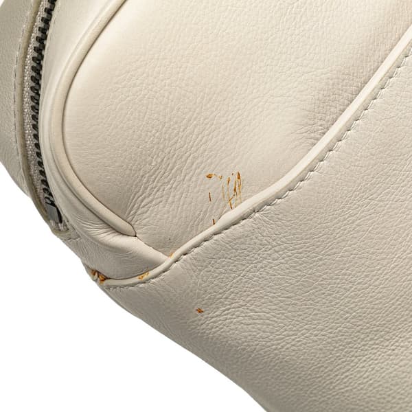 Pre-owned Bottega Veneta Intrecciato Trimmed Leather Wristlet Clutch White