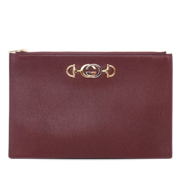 Pre-owned Gucci Leather Zumi Zip Pouch Red
