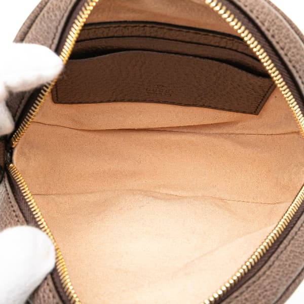 Pre-owned Gucci GG Supreme Ophidia Round Clutch Brown