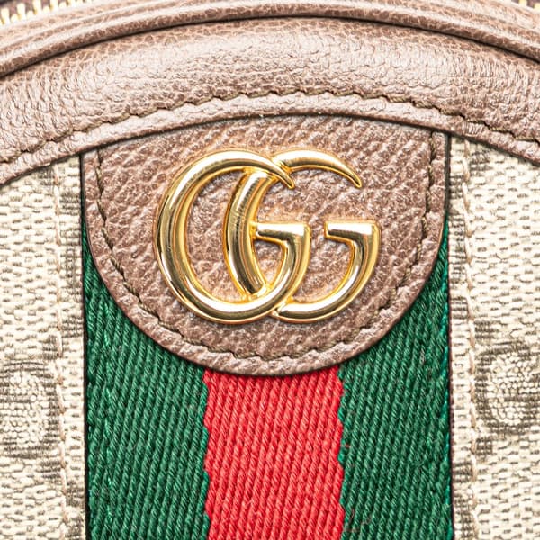 Pre-owned Gucci GG Supreme Ophidia Round Clutch Brown