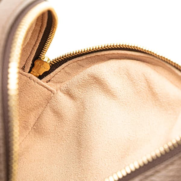 Pre-owned Gucci GG Supreme Ophidia Round Clutch Brown